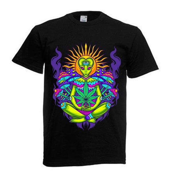Tshirt Unisex mit Coolen Druck Weed Ganja Hanf Cannabis Psychedelic (Größe & Farbe auswählen) TSFBW12