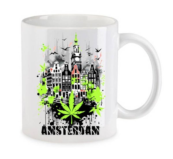 Tasse Weed Cannabis Psychodelic Weiß mit Druck (Siehe Foto) TFBW120