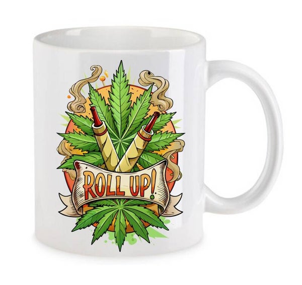 Tasse Weed Cannabis Psychodelic Weiß mit Druck (Siehe Foto) TFBW122