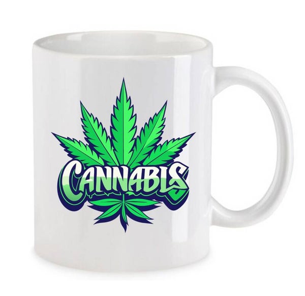 Tasse Weed Cannabis Psychodelic Weiß mit Druck (Siehe Foto) TFBW123