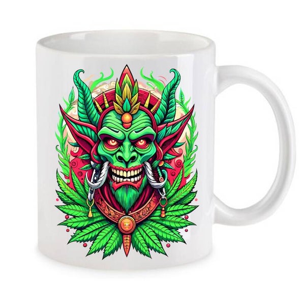 Tasse Weed Cannabis Psychodelic Weiß mit Druck (Siehe Foto) TFBW125