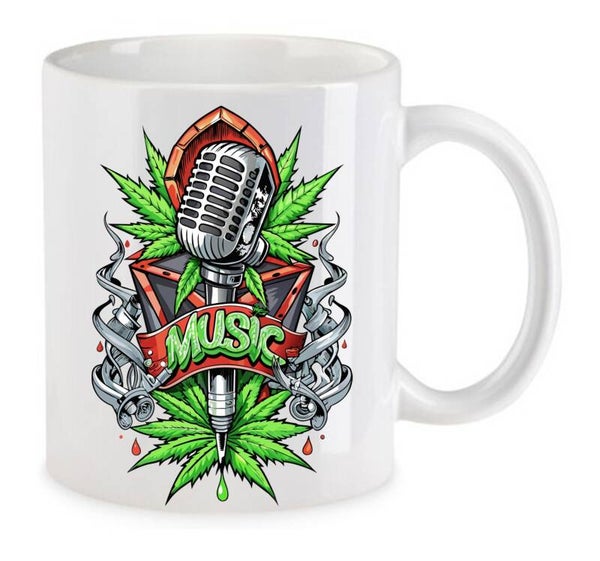 Tasse Weed Cannabis Psychodelic Weiß mit Druck (Siehe Foto) TFBW126