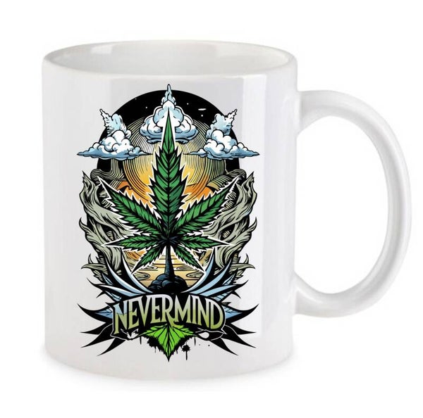 Tasse Weed Cannabis Psychodelic Weiß mit Druck (Siehe Foto) TFBW127