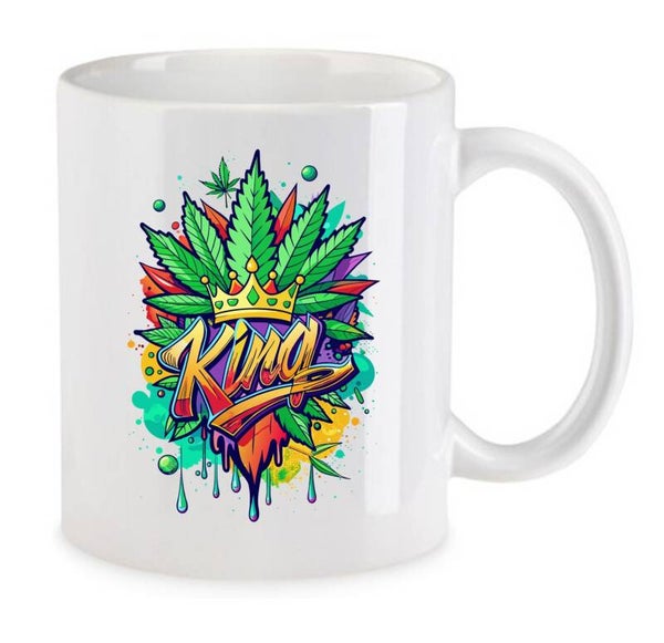 Tasse Weed Cannabis Psychodelic Weiß mit Druck (Siehe Foto) TFBW128