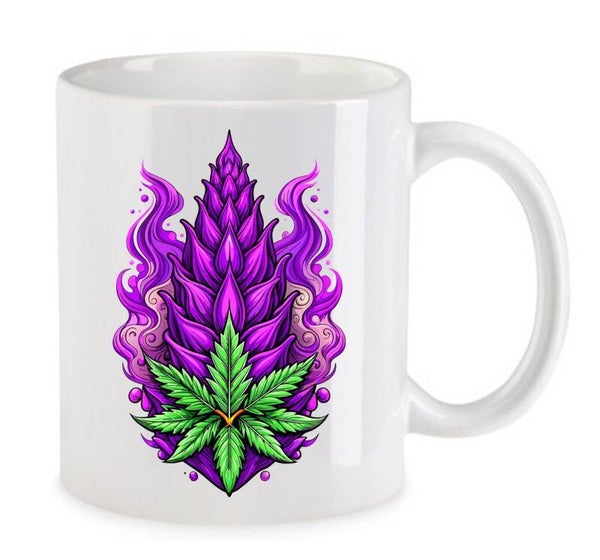 Tasse Weed Cannabis Psychodelic Weiß mit Druck (Siehe Foto) TFBW131