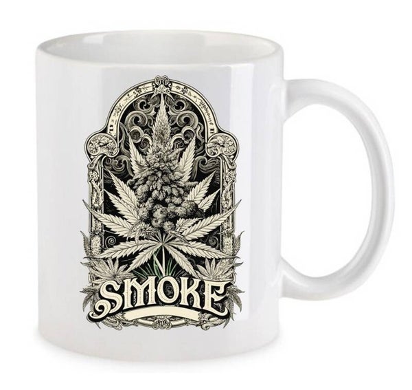 Tasse Weed Cannabis Psychodelic Weiß mit Druck (Siehe Foto) TFBW133