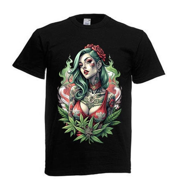Tshirt Unisex mit Coolen Druck Weed Ganja Hanf Cannabis Psychedelic (Größe & Farbe auswählen) TSFBW134