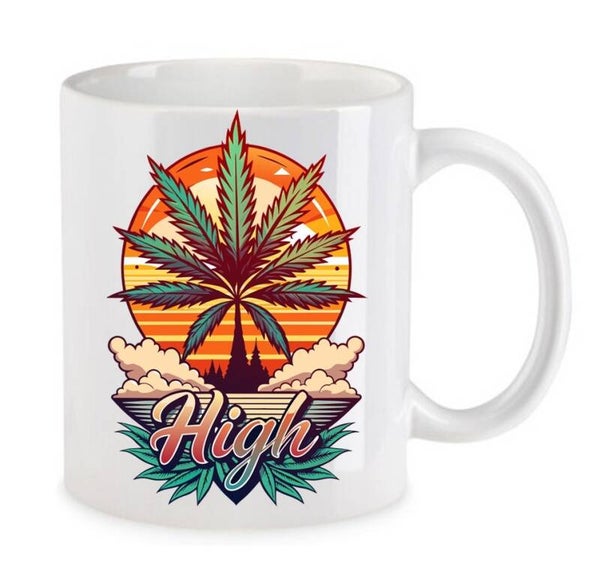 Tasse Weed Cannabis Psychodelic Weiß mit Druck (Siehe Foto) TFBW135