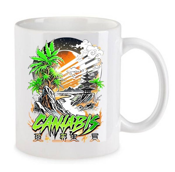 Tasse Weed Cannabis Psychodelic Weiß mit Druck (Siehe Foto) TFBW136
