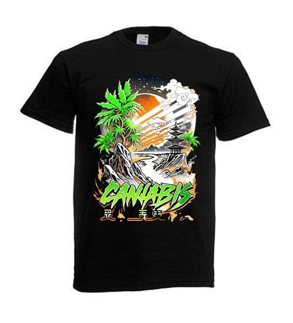 Tshirt Unisex mit Coolen Druck Weed Ganja Hanf Cannabis Psychedelic (Größe & Farbe auswählen) TSFBW136