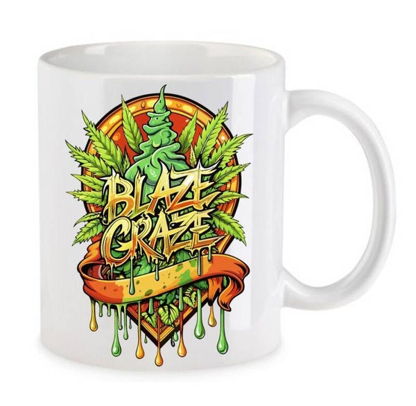 Tasse Weed Cannabis Psychodelic Weiß mit Druck (Siehe Foto) TFBW139