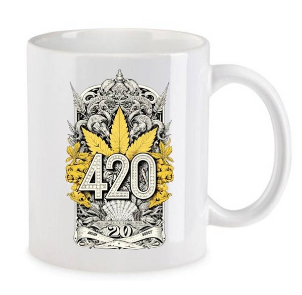 Tasse Weed Cannabis Psychodelic Weiß mit Druck (Siehe Foto) TFBW140