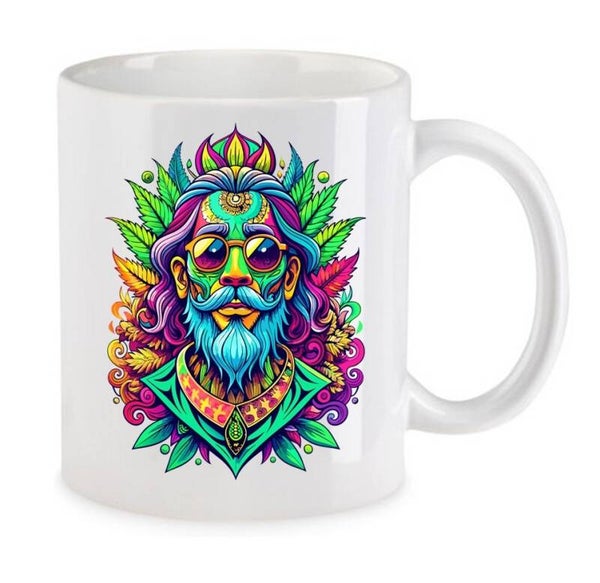 Tasse Weed Cannabis Psychodelic Weiß mit Druck (Siehe Foto) TFBW141