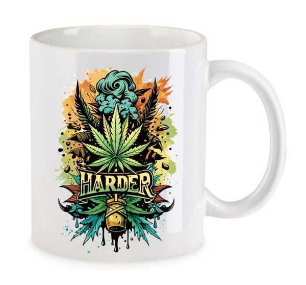 Tasse Weed Cannabis Psychodelic Weiß mit Druck (Siehe Foto) TFBW143