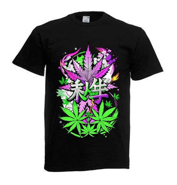 Tshirt Unisex mit Coolen Druck Weed Ganja Hanf Cannabis Psychedelic (Größe & Farbe auswählen) TSFBW144