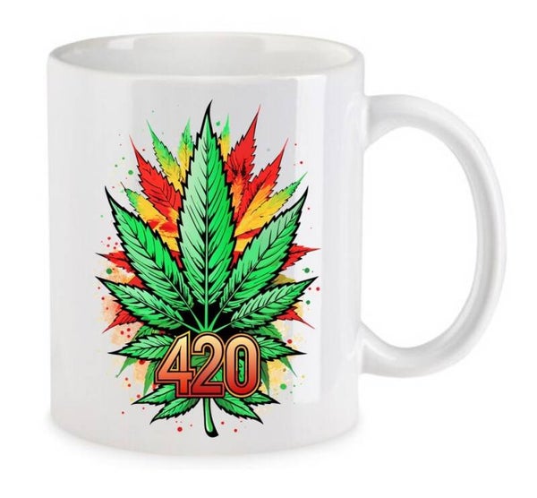 Tasse Weed Cannabis Psychodelic Weiß mit Druck (Siehe Foto) TFBW145