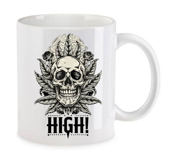 Tasse Weed Cannabis Psychodelic Weiß mit Druck (Siehe Foto) TFBW146