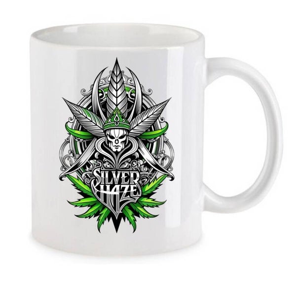 Tasse Weed Cannabis Psychodelic Weiß mit Druck (Siehe Foto) TFBW148