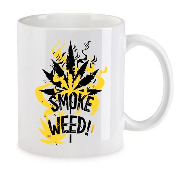 Tasse Weed Cannabis Psychodelic Weiß mit Druck (Siehe Foto) TFBW149