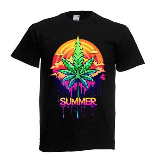 Tshirt Unisex mit Coolen Druck Weed Ganja Hanf Cannabis Psychedelic (Größe & Farbe auswählen) TSFBW150