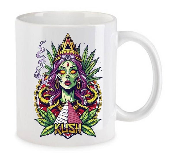 Tasse Weed Cannabis Psychodelic Weiß mit Druck (Siehe Foto) TFBW153