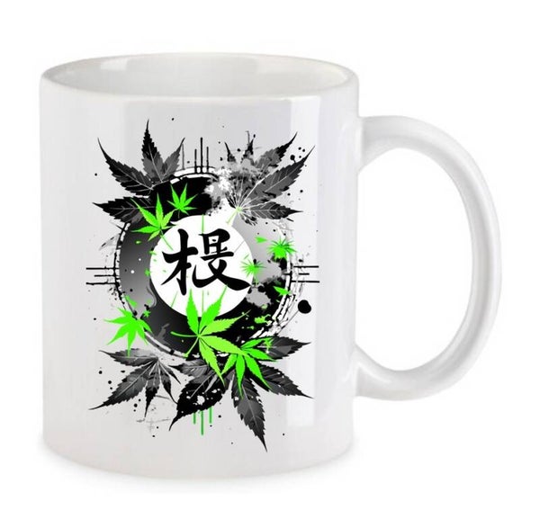 Tasse Weed Cannabis Psychodelic Weiß mit Druck (Siehe Foto) TFBW154