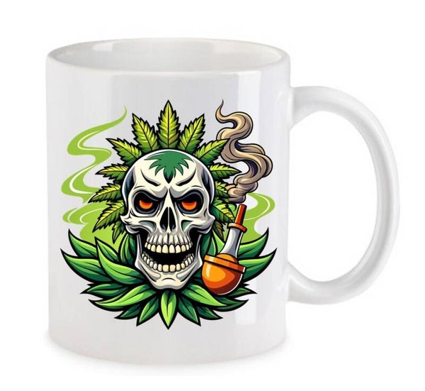 Tasse Weed Cannabis Psychodelic Weiß mit Druck (Siehe Foto) TFBW158