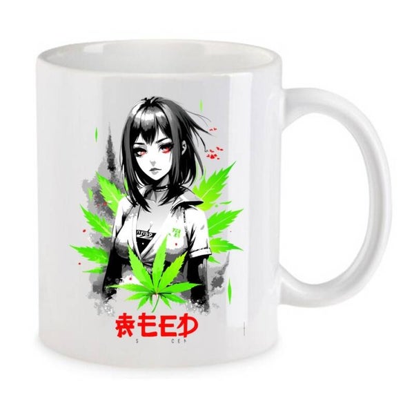 Tasse Weed Cannabis Psychodelic Weiß mit Druck (Siehe Foto) TFBW159