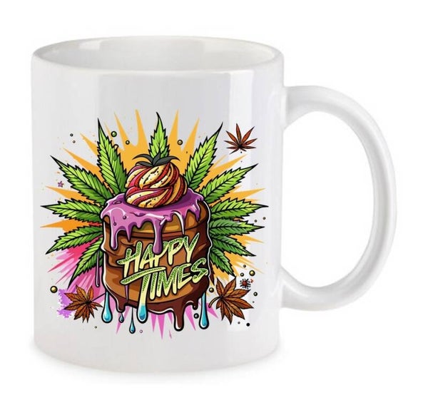 Tasse Weed Cannabis Psychodelic Weiß mit Druck (Siehe Foto) TFBW164
