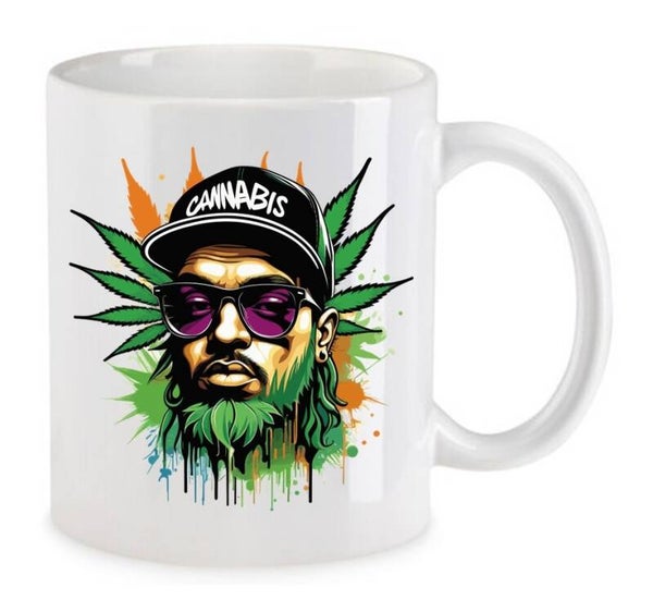 Tasse Weed Cannabis Psychodelic Weiß mit Druck (Siehe Foto) TFBW165