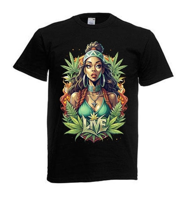 Tshirt Unisex mit Coolen Druck Weed Ganja Hanf Cannabis Psychedelic (Größe & Farbe auswählen) TSFBW166