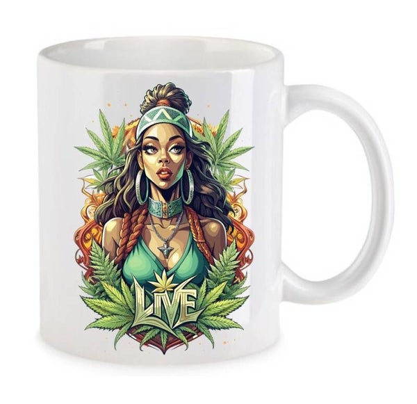 Tasse Weed Cannabis Psychodelic Weiß mit Druck (Siehe Foto) TFBW166