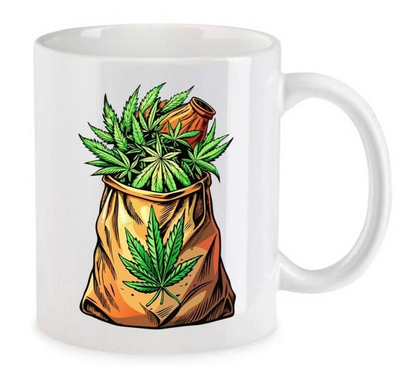 Tasse Weed Cannabis Psychodelic Weiß mit Druck (Siehe Foto) TFBW167