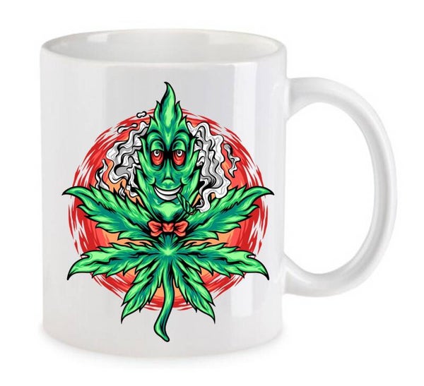 Tasse Weed Cannabis Psychodelic Weiß mit Druck (Siehe Foto) TFBW17