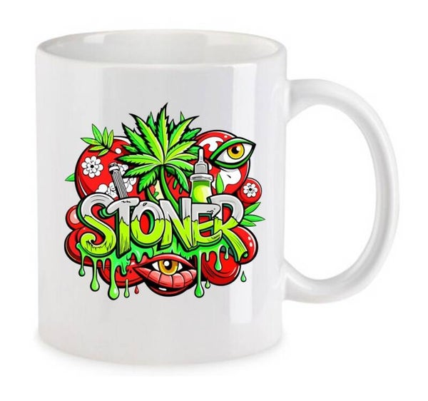 Tasse Weed Cannabis Psychodelic Weiß mit Druck (Siehe Foto) TFBW171