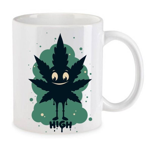 Tasse Weed Cannabis Psychodelic Weiß mit Druck (Siehe Foto) TFBW172