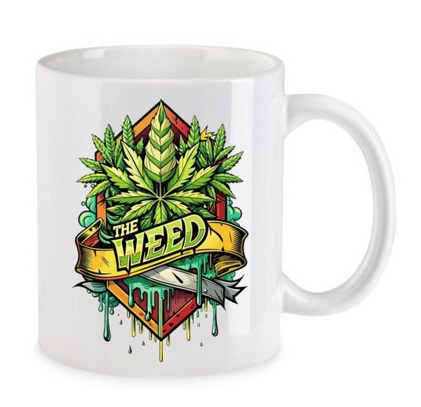 Tasse Weed Cannabis Psychodelic Weiß mit Druck (Siehe Foto) TFBW174