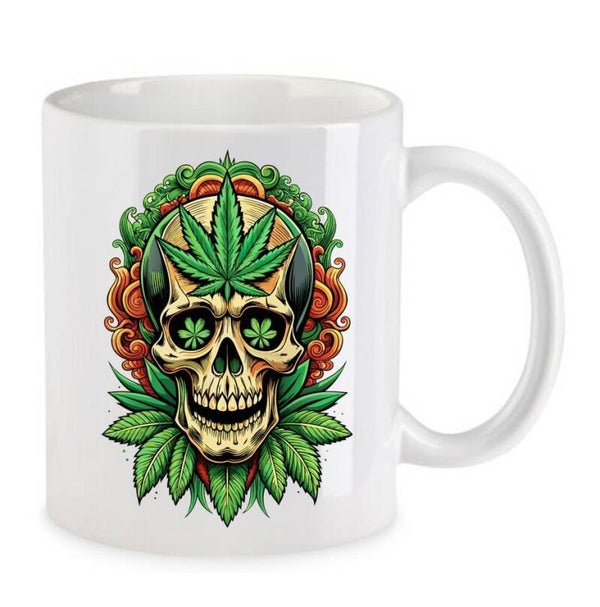 Tasse Weed Cannabis Psychodelic Weiß mit Druck (Siehe Foto) TFBW176