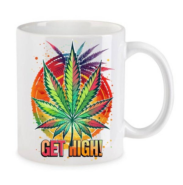 Tasse Weed Cannabis Psychodelic Weiß mit Druck (Siehe Foto) TFBW177