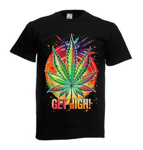 Tshirt Unisex mit Coolen Druck Weed Ganja Hanf Cannabis Psychedelic (Größe & Farbe auswählen) TSFBW177