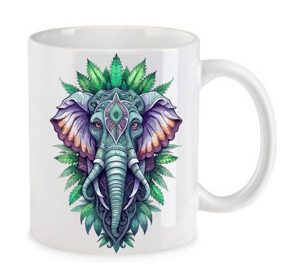 Tasse Weed Cannabis Psychodelic Weiß mit Druck (Siehe Foto) TFBW179