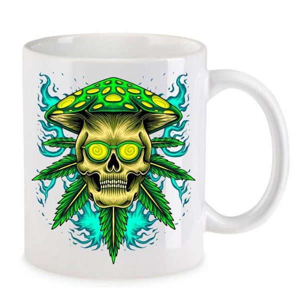 Tasse Weed Cannabis Psychodelic Weiß mit Druck (Siehe Foto) TFBW18