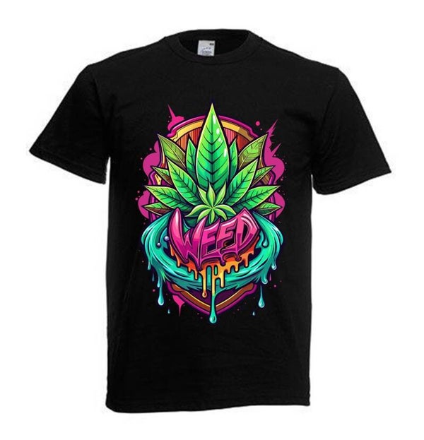 Tshirt Unisex mit Coolen Druck Weed Ganja Hanf Cannabis Psychedelic (Größe & Farbe auswählen) TSFBW180