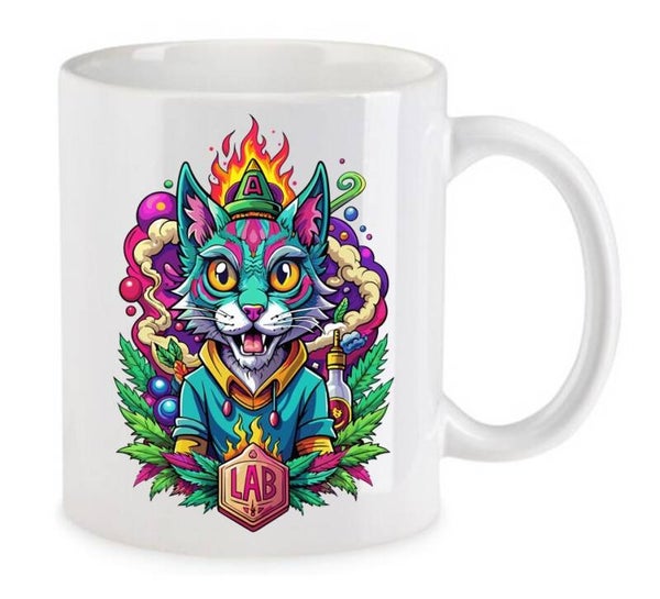 Tasse Weed Cannabis Psychodelic Weiß mit Druck (Siehe Foto) TFBW185
