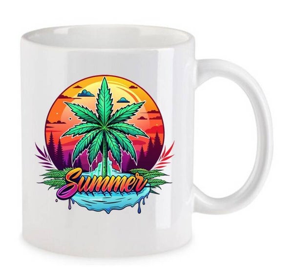 Tasse Weed Cannabis Psychodelic Weiß mit Druck (Siehe Foto) TFBW186