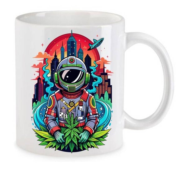 Tasse Weed Cannabis Psychodelic Weiß mit Druck (Siehe Foto) TFBW188