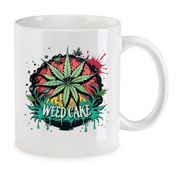 Tasse Weed Cannabis Psychodelic Weiß mit Druck (Siehe Foto) TFBW189