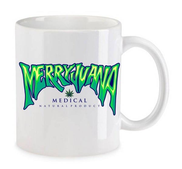 Tasse Weed Cannabis Psychodelic Weiß mit Druck (Siehe Foto) TFBW19