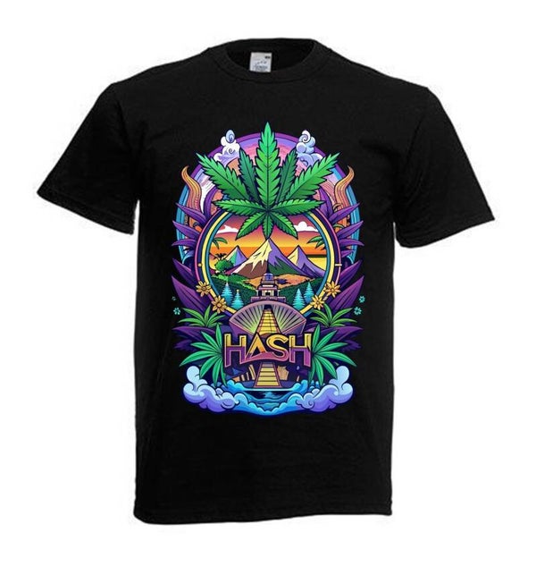 Tshirt Unisex mit Coolen Druck Weed Ganja Hanf Cannabis Psychedelic (Größe & Farbe auswählen) TSFBW192