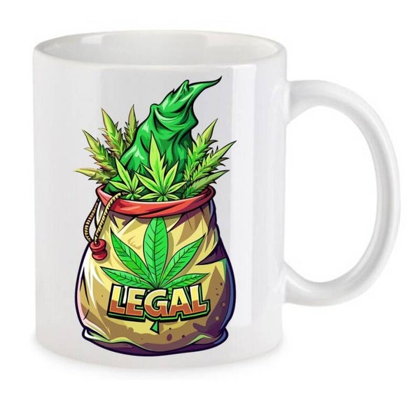 Tasse Weed Cannabis Psychodelic Weiß mit Druck (Siehe Foto) TFBW193